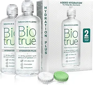 Biotrue Hydration Plus Contact Lens Solution, Multi-Purpose Solution for Soft Contact Lenses, Lens Case Included, 10 Fl Oz (Pack of 2)