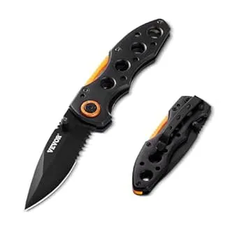 VEVOR Folding Pocket Knife, 3 Inch 7Cr17Mov Blade, Aluminum Handle Small EDC Knife with Pocket Clip, 2.8 oz
