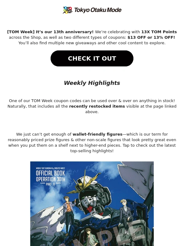 Tokyo Otaku Mode - ? TOM Week: 13X Points,Coupons,Giveaways,& More! - Weekly Round Up