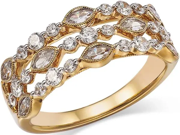 Bloomingdale's Fine Collection Diamond Triple Row Ring in 14k Yellow Gold