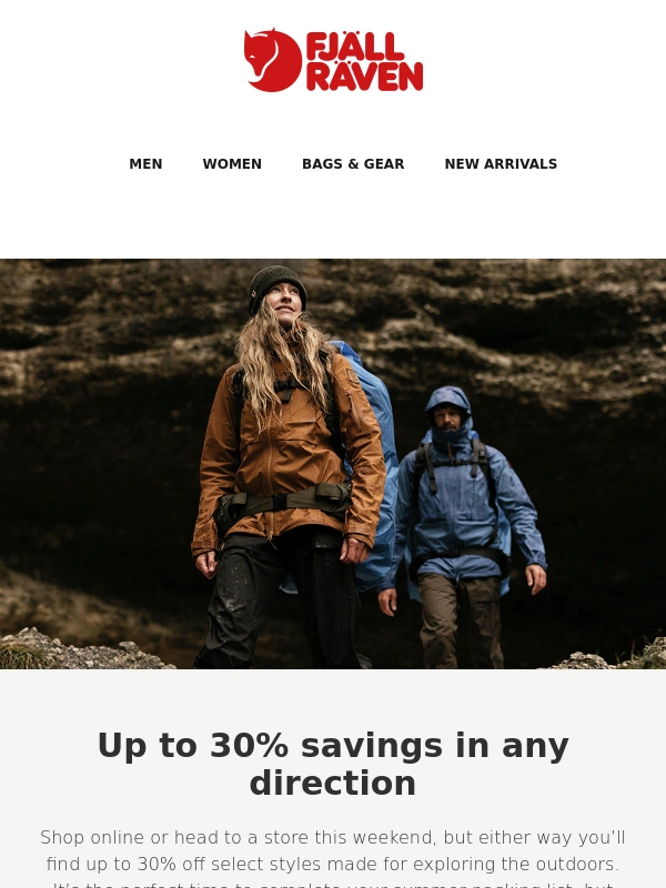 Fjallraven - Save up to 30% this weekend