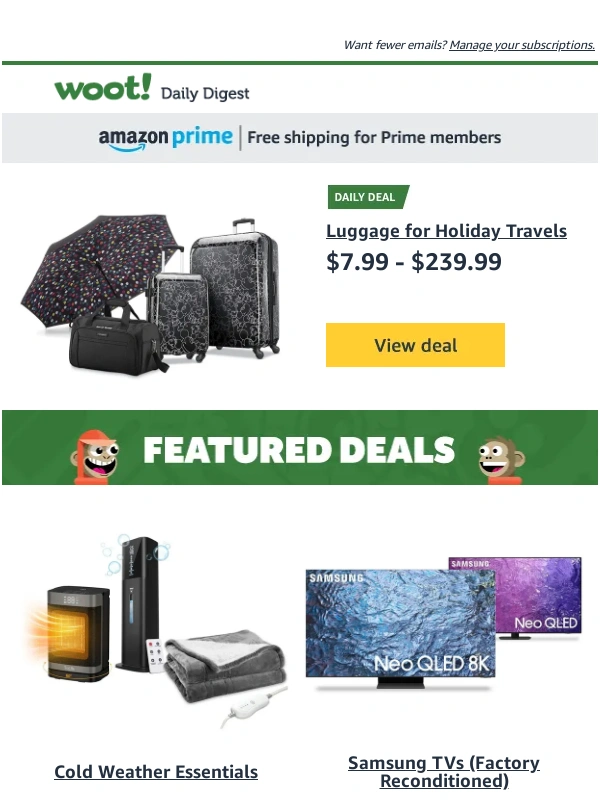 Woot - Daily Digest: Luggage for Holiday Travels and more