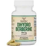 Dihydroberberine Supplement 100mg, 60 Capsules (Patented GlucoVantage Super Berberine, May be 5X More Effective Than Berberine with Less Side Effects) Third Party Tested, Vegan Safe by Double Wood