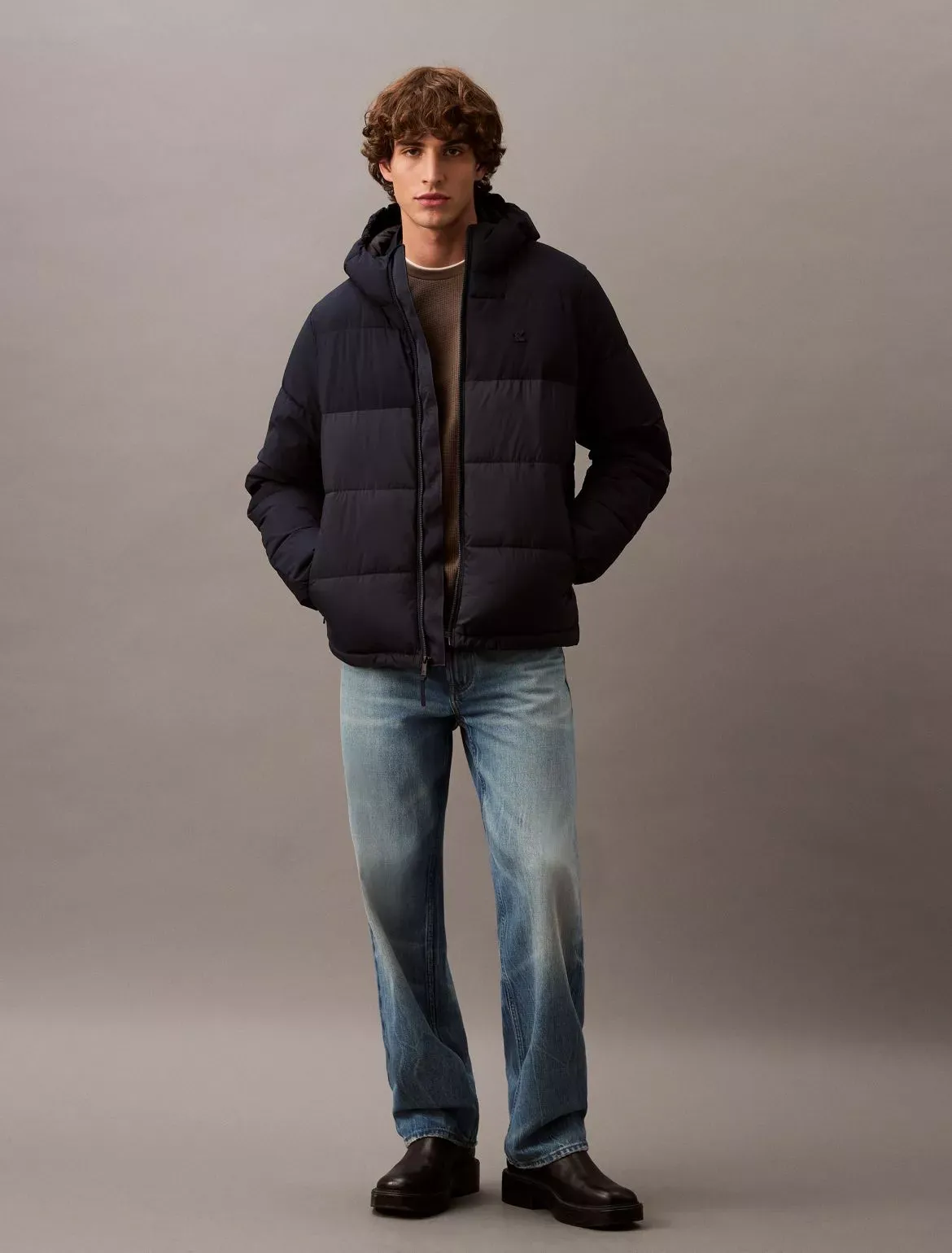 Calvin Klein Men's Heavyweight Hooded Puffer Jacket - Blue - M