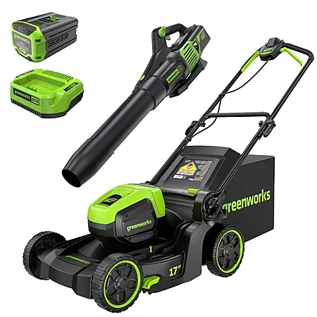 Greenworks 60V 17" Mower + 610 CFM Blower Combo Kit + 24V Brushless Drill Kit $375 + Free Shipping
