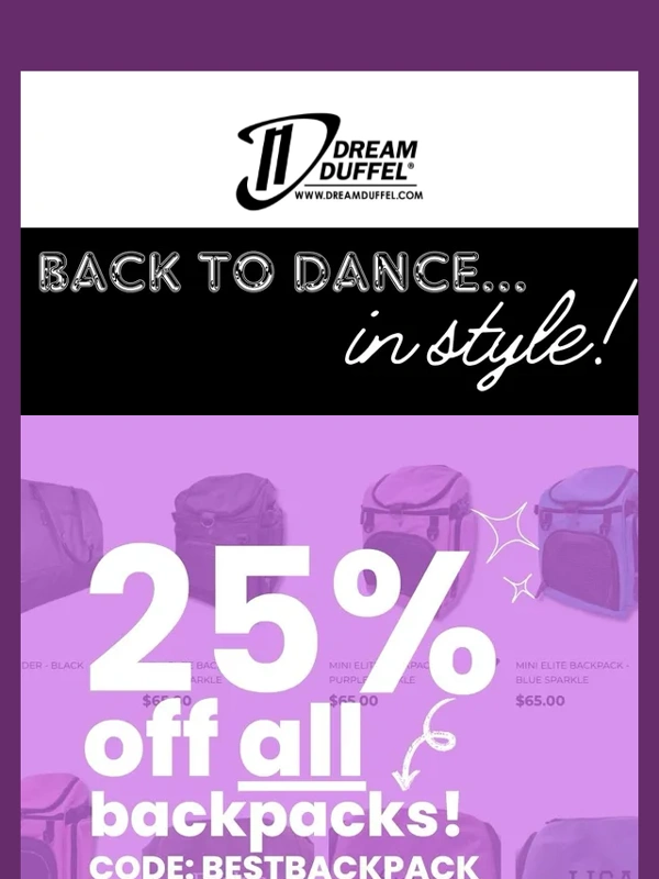 Dream Duffel - ⌛LAST CHANCE!⌛25% Off Backpacks: Get Ready for Dance!