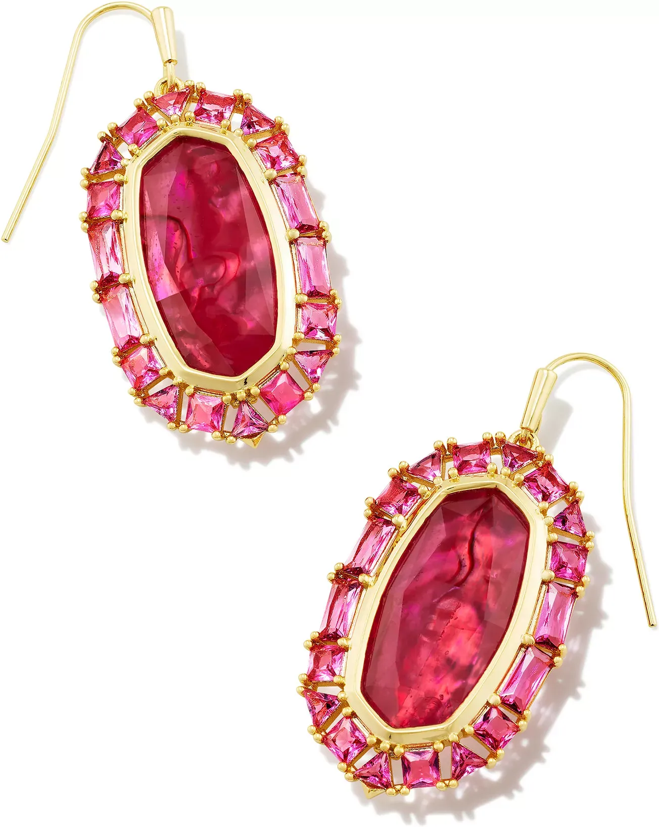 Kendra Scott Elle Gold Crystal Frame Drop Earrings
