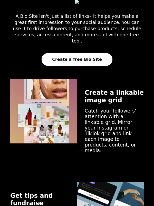 Squarespace - Grow your audience with a free link in bio