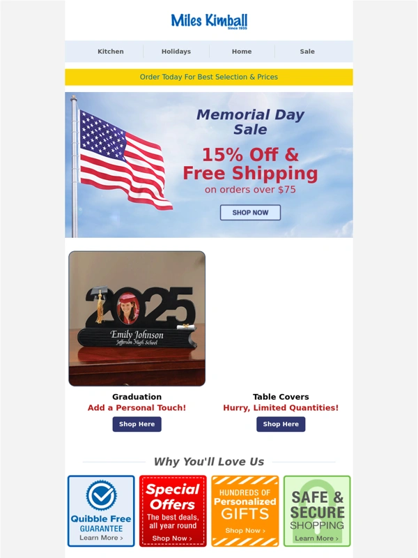 Miles Kimball - Memorial Day Steals: 15% Off Ends Tonight!