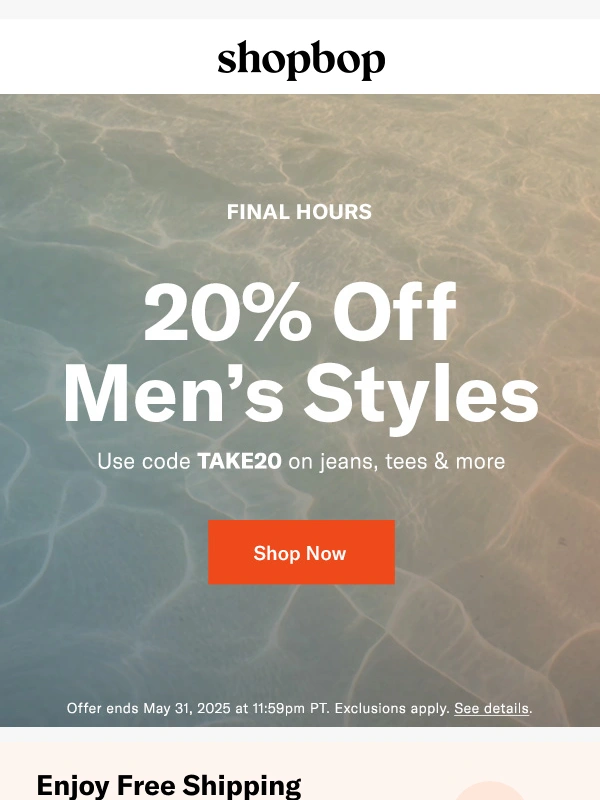 Shopbop - FINAL HOURS: 20% off Polo Ralph Lauren,Faherty & more