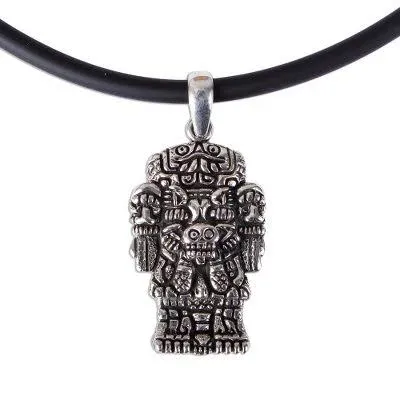 Nahua Men's Sterling Silver Pendant Necklace from Mexico