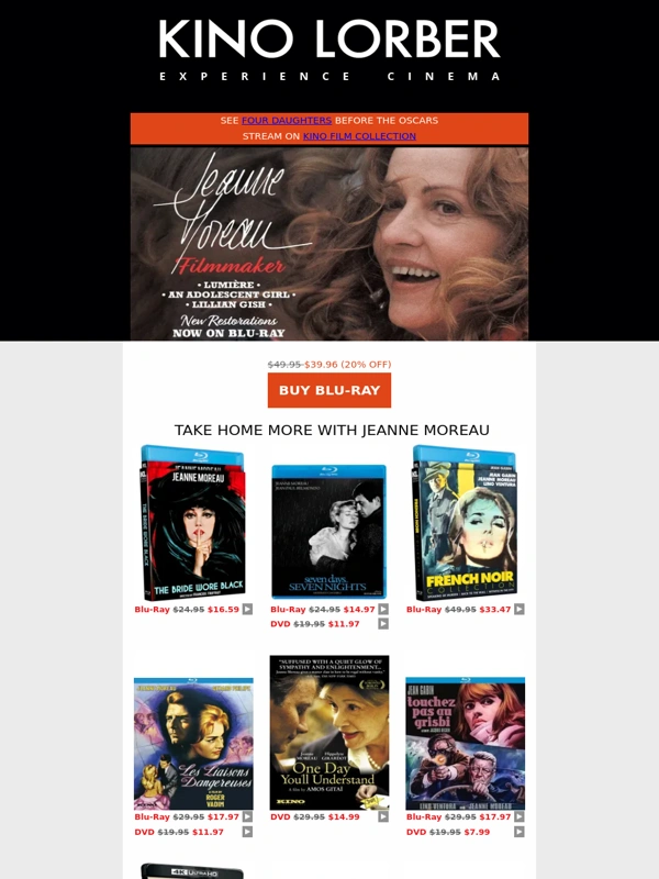 Kino Lorber - ? Jeanne Moreau,Filmmaker ? Now on Blu-Ray ✨