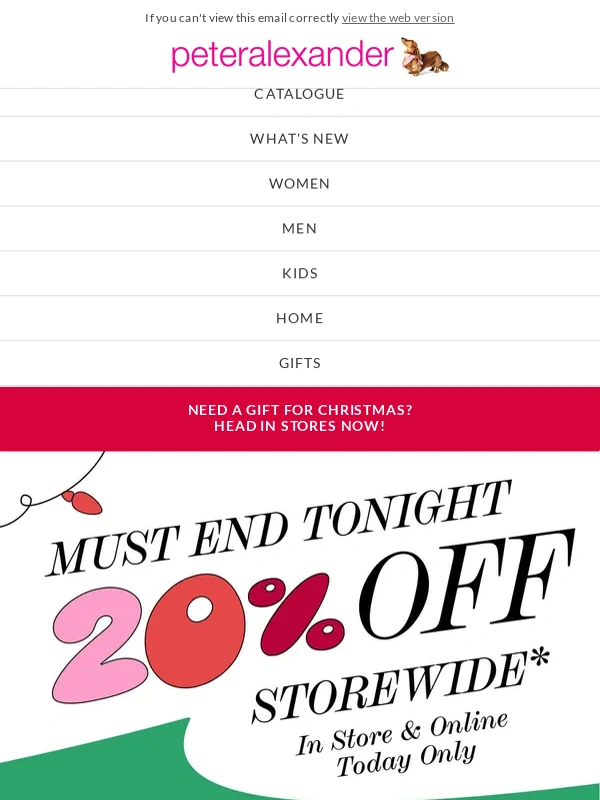 Peter Alexander - 20% Off Must End Tonight! Don't let it be the one-sie that got away!
