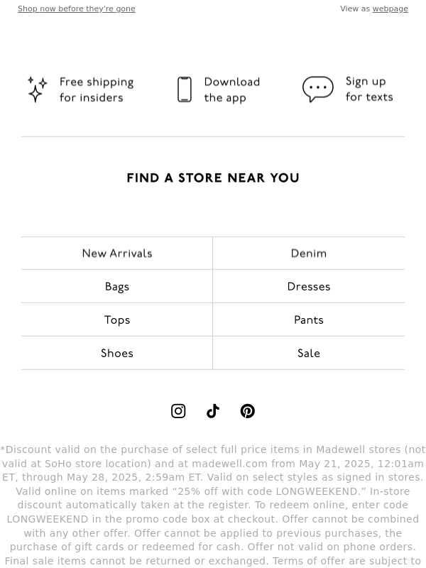Madewell - ENDS SOON: summer jeans,now 25% off