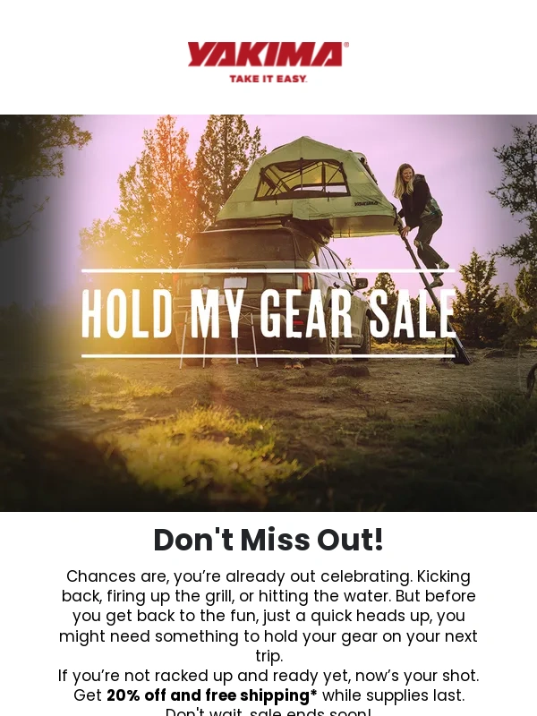 Yakima - Don't Miss Out–Hold My Gear Sale Ends Soon!