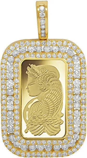24K Yellow Gold Lady Fortuna 10 Grams Coin Diamond Pendant