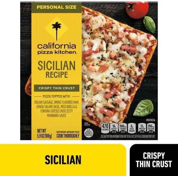 California Pizza Kitchen Frozen Sicilian Recipe Crispy Thin Crust Pizza Personal