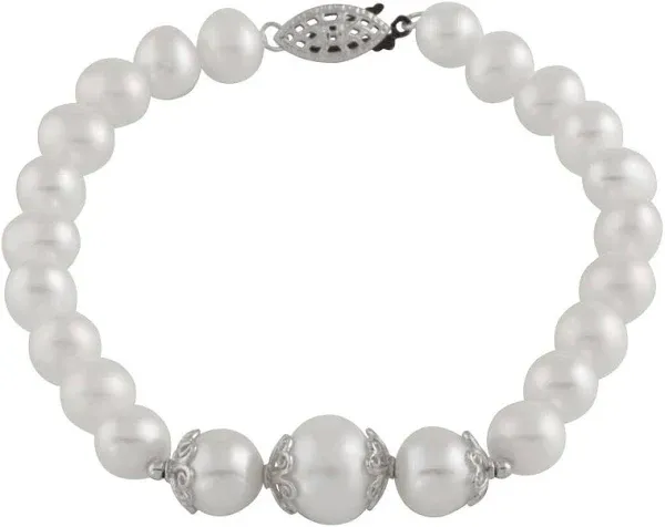 Gilo Creations Sterling Silver Graduated Freshwater Pearl Bracelet