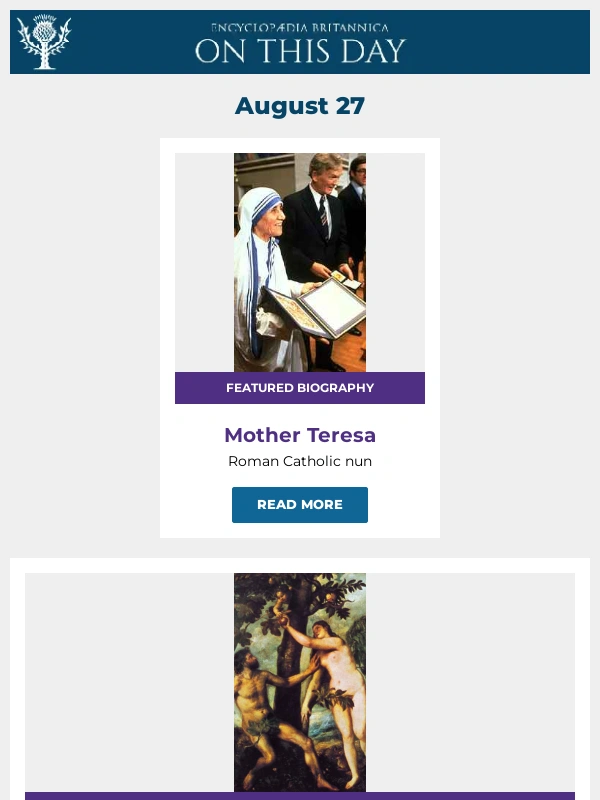 Encyclopedia Britannica - The death of Titian,Mother Teresa is featured,and more from Britannica