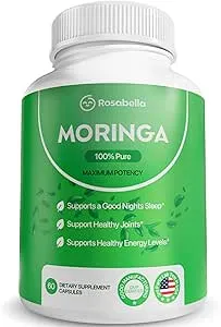 Moringa Powder Capsules - Pure Nutrient-Rich Moringa Powder - A Natural Green Antioxidant Superfood - Supports Energy, Skin Health, Gut Health+ - w/Essential Vitamins & Amino Acids A1