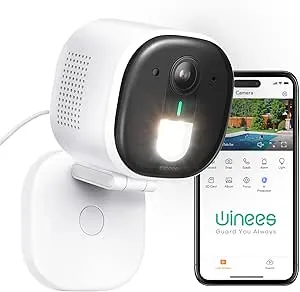 Winees 2K WiFi Security Camera w/AI & Night Vision