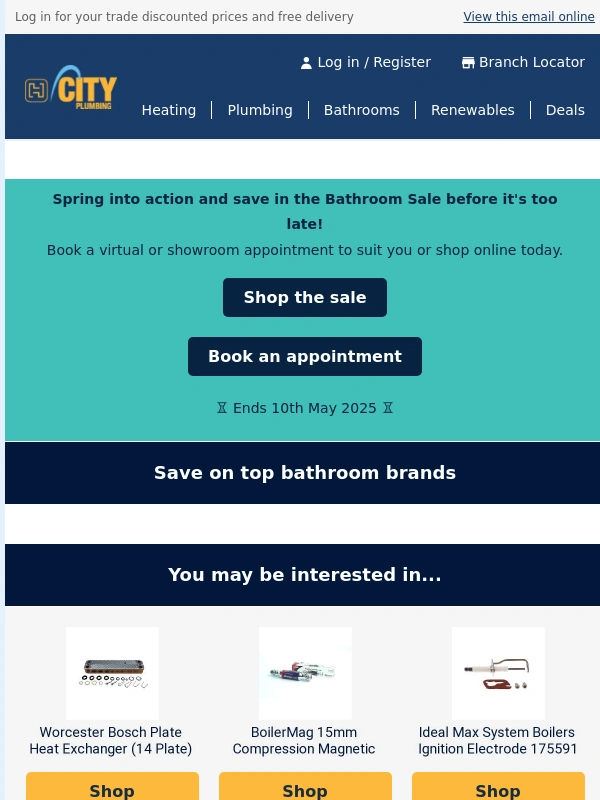 City Plumbing - Last chance to save in our bathroom sale ?
