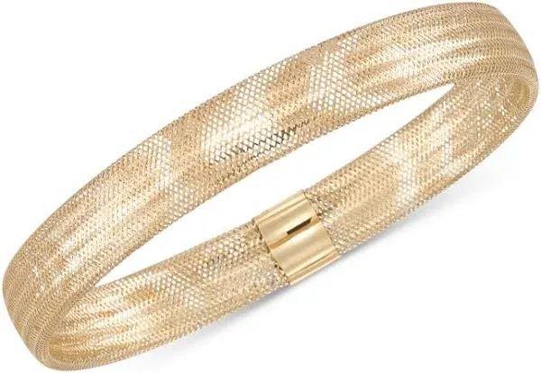 Italian Gold 14K Yellow Gold Stretch Mesh Bangle Bracelet