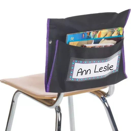 Classic Student Book Collection Chair Pockets - 36 Pack - Black/ Purple by Really Good Stuff
