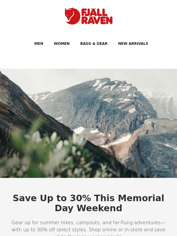 Fjallraven - Up to 30% off your outdoor faves starts now