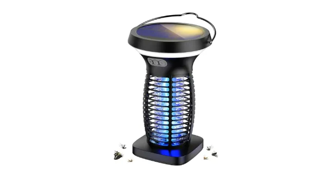OnBeam Solar Bug Zapper Outdoor, Mosquito Zapper Outdoor Waterproof Electric Fly Zapper Rechargeable Mosquito Killer with Solar Panel, 4200V Fly Trap Indoor for Home Backyard, Patio, Garden, Camping