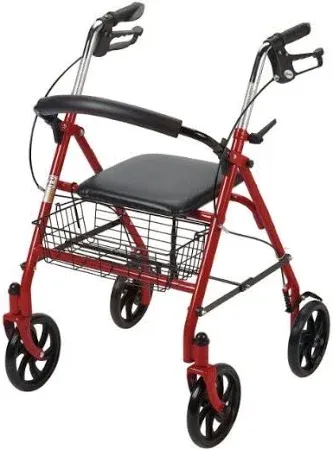 Drive Medical Four Wheel Walker Rollator with Fold Up Removable Back Support