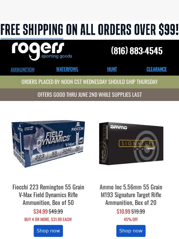 Rogers Sporting Goods - Stock Up on Rifle AMMO!