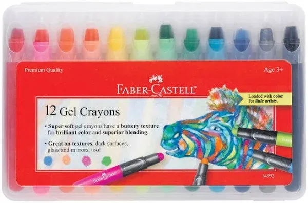 Faber-Castell Gel Crayons 12 Vibrant Colors In Durable Storage Case
