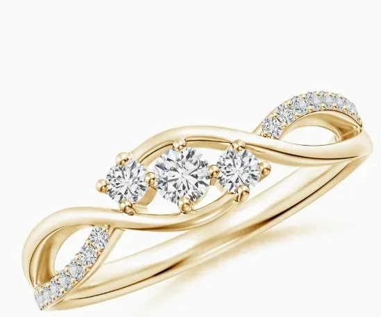 Diamond Infinity Twist Three Stone Bypass Ring