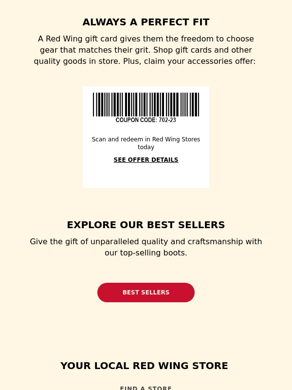 Red Wing Shoes - Get gift cards & more when you shop in store