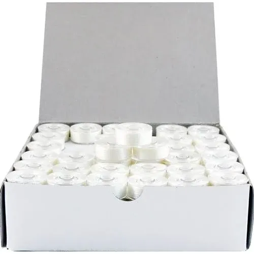 Threadart White L Style Plastic Sided Prewound Embroidery Bobbins