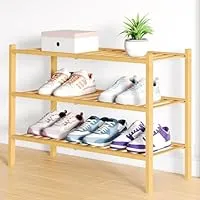Smiry 3 Tier Bamboo Shoe Rack Organizer (Natural)
