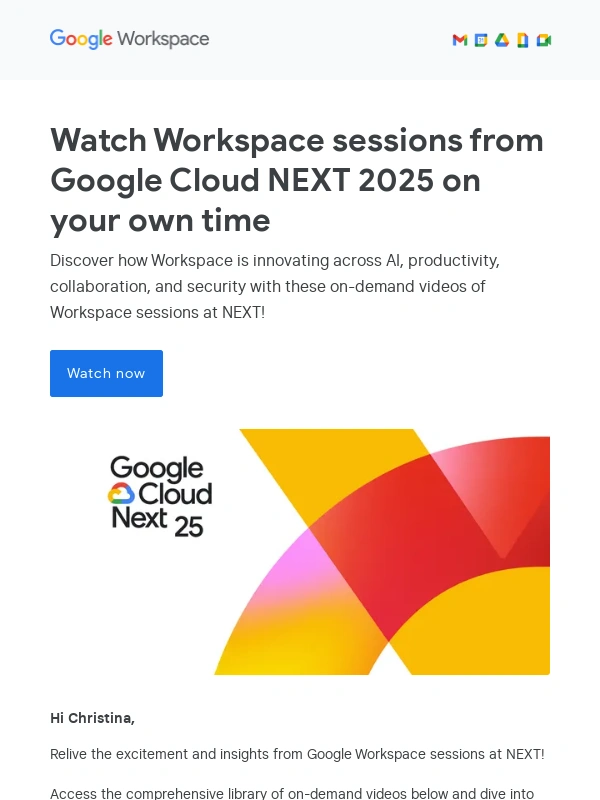Google Store - Google Workspace Sessions from Google Cloud NEXT Now On-Demand