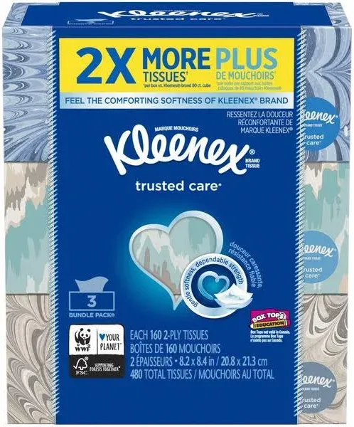 Kleenex Everyday Facial Tissues 160 Tissues per Flat Box
