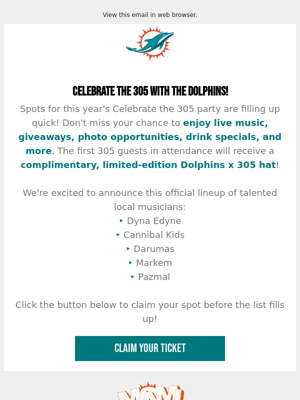 Dolphins - Spots Are Filling Fast — Celebrate the 305 with the Dolphins!