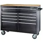 Yukon 46 in. 9-Drawer Mobile Storage Cabinet with Solid Wood Top