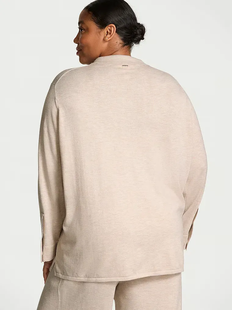 Luxe Crème Knit Button-Up Shirt