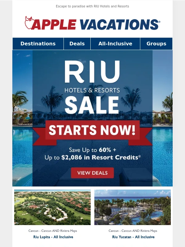 Apple Vacations - Your Next Sun and Sand Getaway Is Up to 60% OFF ??️