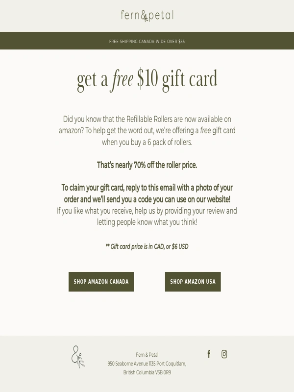 Amazon Canada - Get a Free $10 Gift Card ?