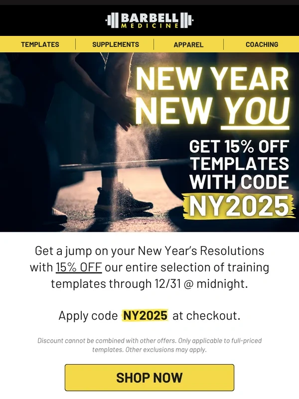 Barbell Medicine - New Year,New You with 15% off Templates!