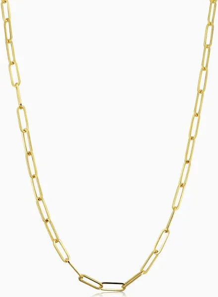 Oradina Women's 14K Gold Venice Link Paperclip Necklace