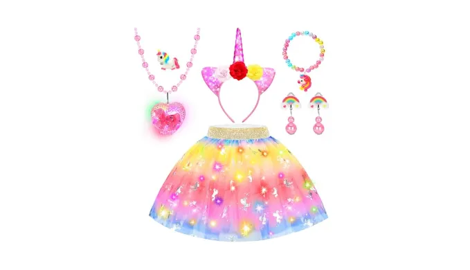 YAOOBEY Princess Dress up Clothes for Girls 4-6,Light Up Toddler Princess Toys for 3 4 Year Old Girls Christmas Gift