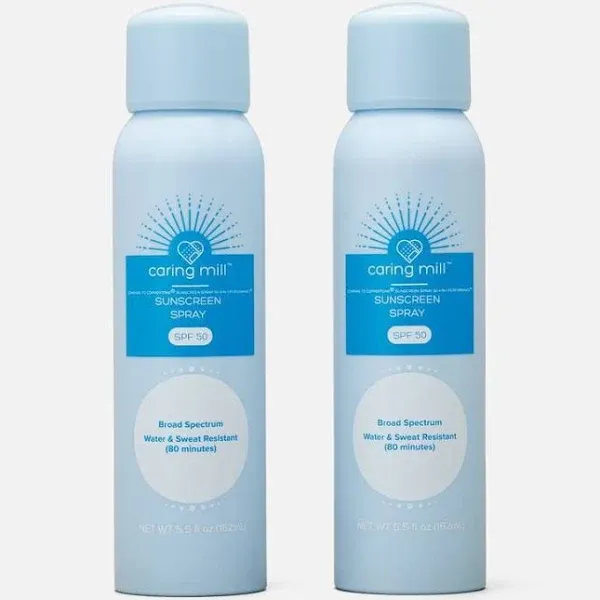 Caring Mill FSA-Eligible Sunscreen Spray SPF 50 5.5 fl oz 2-Pack