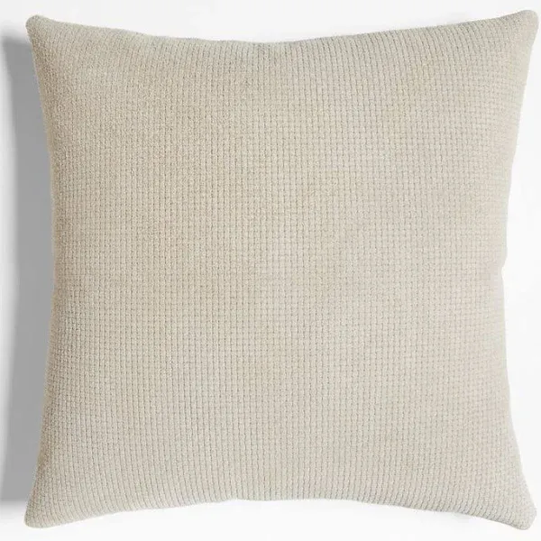 Crate & Barrel Jackson Taupe Basketweave Leather Throw Pillow