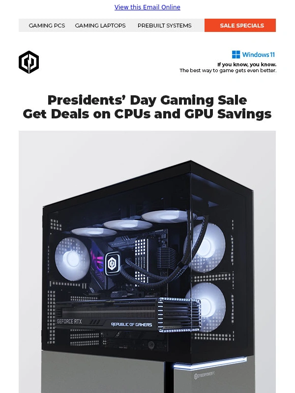 CyberpowerPC - ✔ Presidents’ Day Gaming Deals – Extra Savings on CPUs,GPUs with Free Shipping